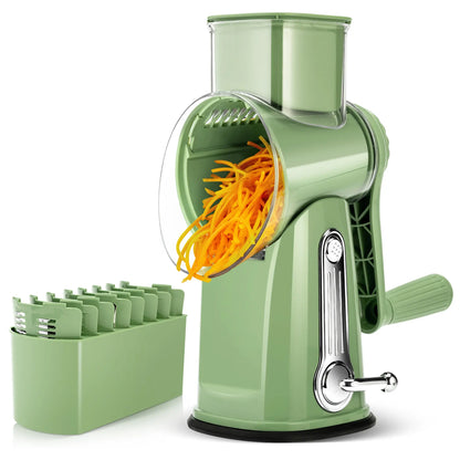 SUSTEAS Rotary Cheese Grater with Handle, 5 Well-Designed Blades, Strong Suction Cup Base, Kitchen Utensils Vegetable Slicer Dicer Fruit Vegetable Slicer Gadgets Kitchen