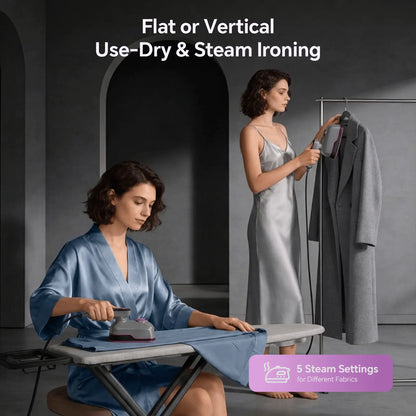 Greenyee 4-in-1 Smart Handheld Garment Steamer & Clothes Iron | 6 Fabric Modes, LED Display & Large 6.5" Ceramic Soleplate | 150ml Leak-Proof Portable Travel Steamer for Home & Business Travel