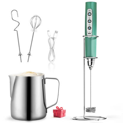 ODIFORGO 3-Speed Handheld Milk Frother with 3 Detachable Stainless Steel Whisks | USB Rechargeable Coffee & Drink Mixer Wand | Electric Foam Maker for Lattes, Cappuccinos, Matcha & Prebiotic Powder