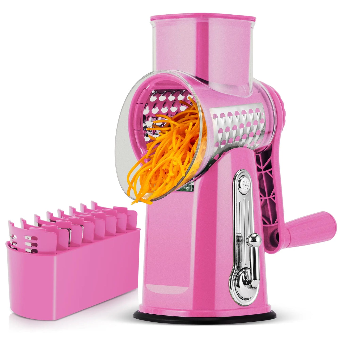 SUSTEAS Rotary Cheese Grater with Handle, 5 Well-Designed Blades, Strong Suction Cup Base, Kitchen Utensils Vegetable Slicer Dicer Fruit Vegetable Slicer Gadgets Kitchen