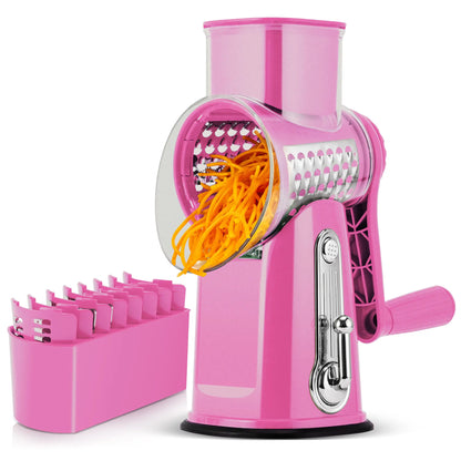 SUSTEAS Rotary Cheese Grater with Handle, 5 Well-Designed Blades, Strong Suction Cup Base, Kitchen Utensils Vegetable Slicer Dicer Fruit Vegetable Slicer Gadgets Kitchen
