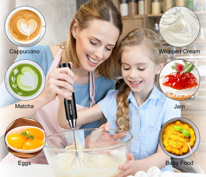 ODIFORGO 3-Speed Handheld Milk Frother with 3 Detachable Stainless Steel Whisks | USB Rechargeable Coffee & Drink Mixer Wand | Electric Foam Maker for Lattes, Cappuccinos, Matcha & Prebiotic Powder