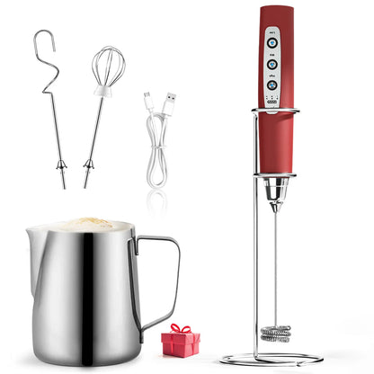 ODIFORGO 3-Speed Handheld Milk Frother with 3 Detachable Stainless Steel Whisks | USB Rechargeable Coffee & Drink Mixer Wand | Electric Foam Maker for Lattes, Cappuccinos, Matcha & Prebiotic Powder