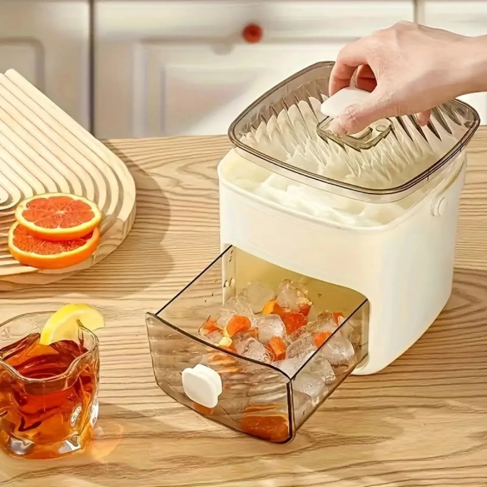 Double-Layer 48-Compartment Ice Cube Tray with Easy-Press Lid | Silicone Ice Maker Mold & Large Storage Bin Combo | Food-Grade Durable Organizer for Cocktails, Whiskey & Summer Drinks