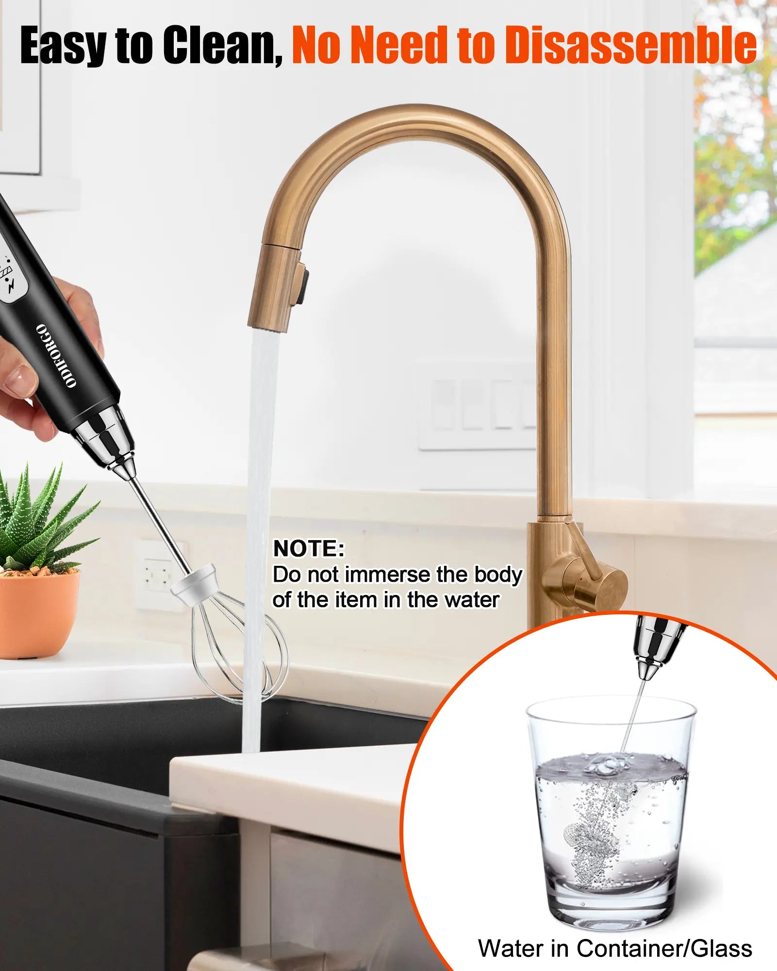 ODIFORGO 3-Speed Handheld Milk Frother with 3 Detachable Stainless Steel Whisks | USB Rechargeable Coffee & Drink Mixer Wand | Electric Foam Maker for Lattes, Cappuccinos, Matcha & Prebiotic Powder