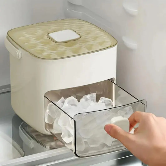 Double-Layer 48-Compartment Ice Cube Tray with Easy-Press Lid | Silicone Ice Maker Mold & Large Storage Bin Combo | Food-Grade Durable Organizer for Cocktails, Whiskey & Summer Drinks