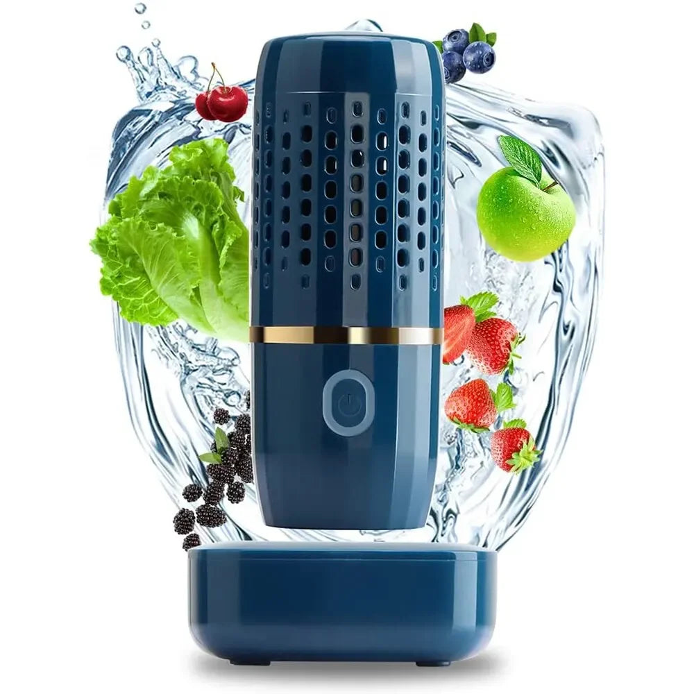 Portable Capsule Fruit & Vegetable Washing Machine | Wireless Food Purifier & Cleaner Device for Home & Outdoor Picnics