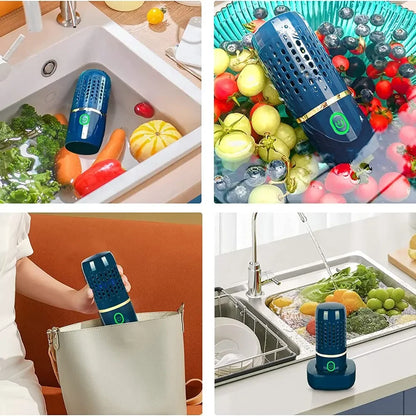 Portable Capsule Fruit & Vegetable Washing Machine | Wireless Food Purifier & Cleaner Device for Home & Outdoor Picnics