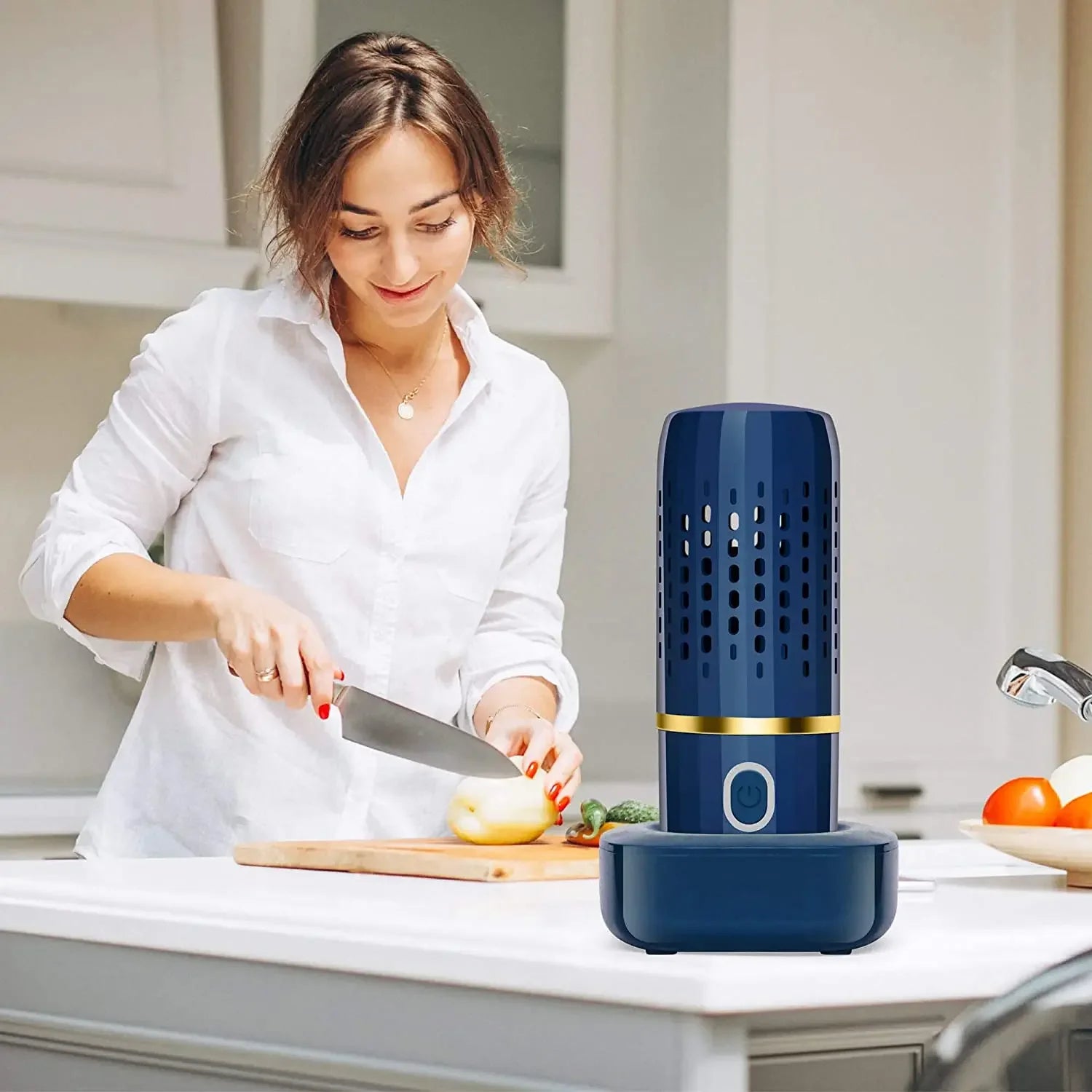 Portable Capsule Fruit & Vegetable Washing Machine | Wireless Food Purifier & Cleaner Device for Home & Outdoor Picnics