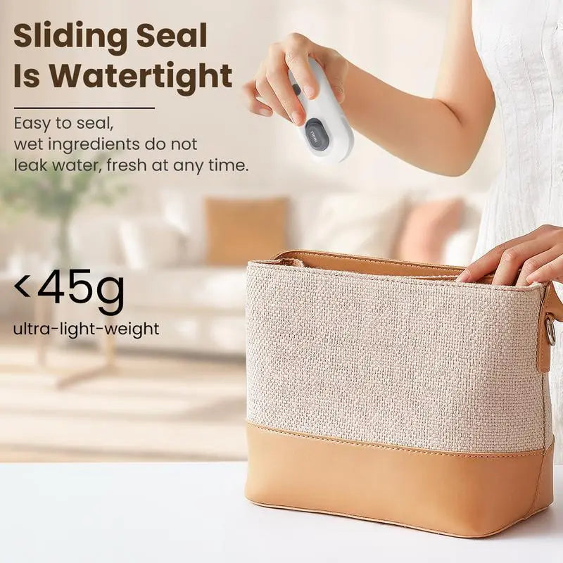 4-in-1 USB Rechargeable Mini Heat Sealer with Built-In Cutter, Magnetic Design, Portable Snack Bag Sealer, and Beer Bottle Opener for Home Food Storage