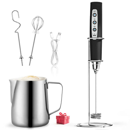 ODIFORGO 3-Speed Handheld Milk Frother with 3 Detachable Stainless Steel Whisks | USB Rechargeable Coffee & Drink Mixer Wand | Electric Foam Maker for Lattes, Cappuccinos, Matcha & Prebiotic Powder