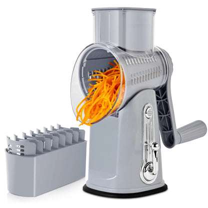 SUSTEAS Rotary Cheese Grater with Handle, 5 Well-Designed Blades, Strong Suction Cup Base, Kitchen Utensils Vegetable Slicer Dicer Fruit Vegetable Slicer Gadgets Kitchen