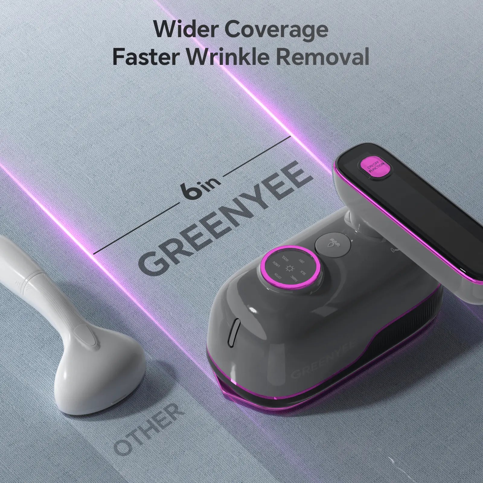 Greenyee 4-in-1 Smart Handheld Garment Steamer & Clothes Iron | 6 Fabric Modes, LED Display & Large 6.5" Ceramic Soleplate | 150ml Leak-Proof Portable Travel Steamer for Home & Business Travel