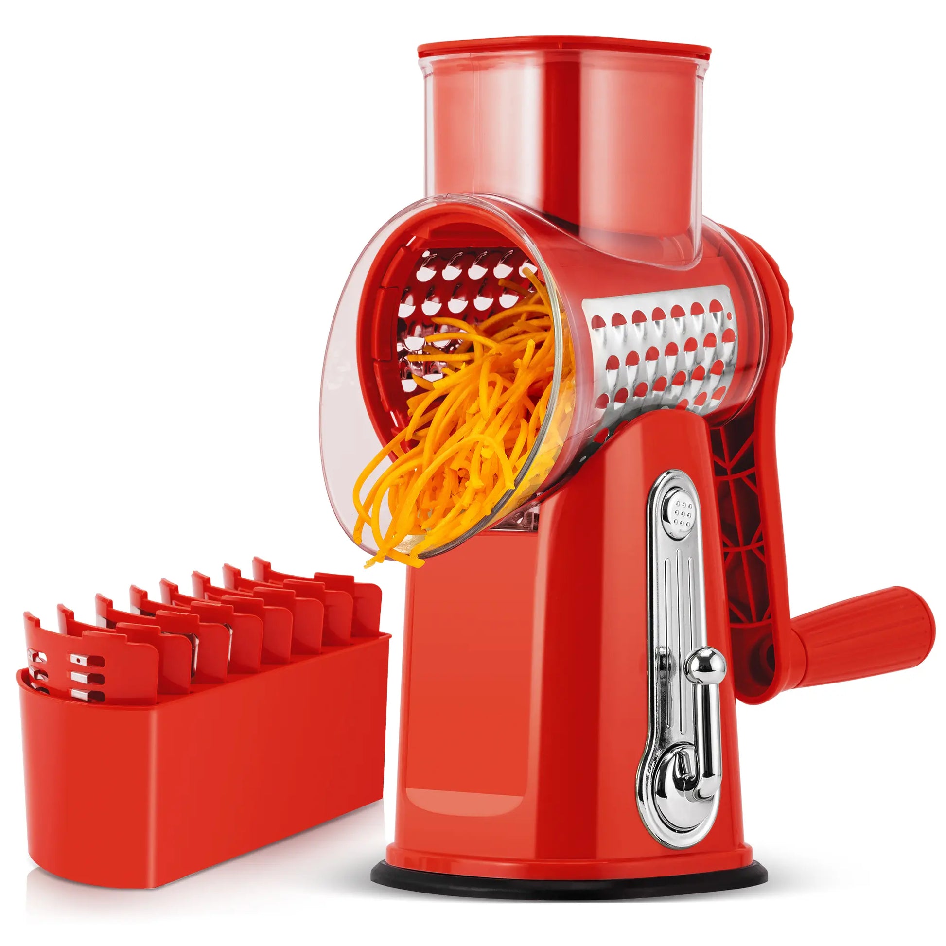 SUSTEAS Rotary Cheese Grater with Handle, 5 Well-Designed Blades, Strong Suction Cup Base, Kitchen Utensils Vegetable Slicer Dicer Fruit Vegetable Slicer Gadgets Kitchen